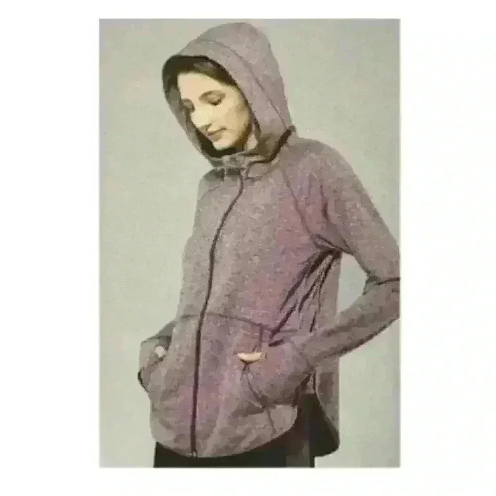 Serene Tangerine Purple Space Dye Full Zip Hoodie Thumbhole Activewear Womens M‎